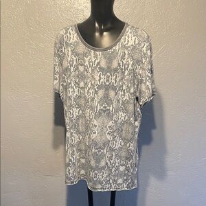 Free People Gray and White Patterned Women's Jersey Top